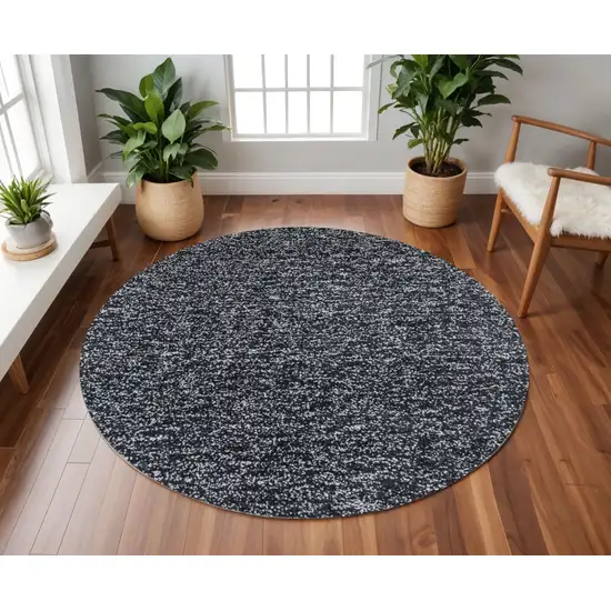 6' Black And White Hand Woven Round Rug Photo 1