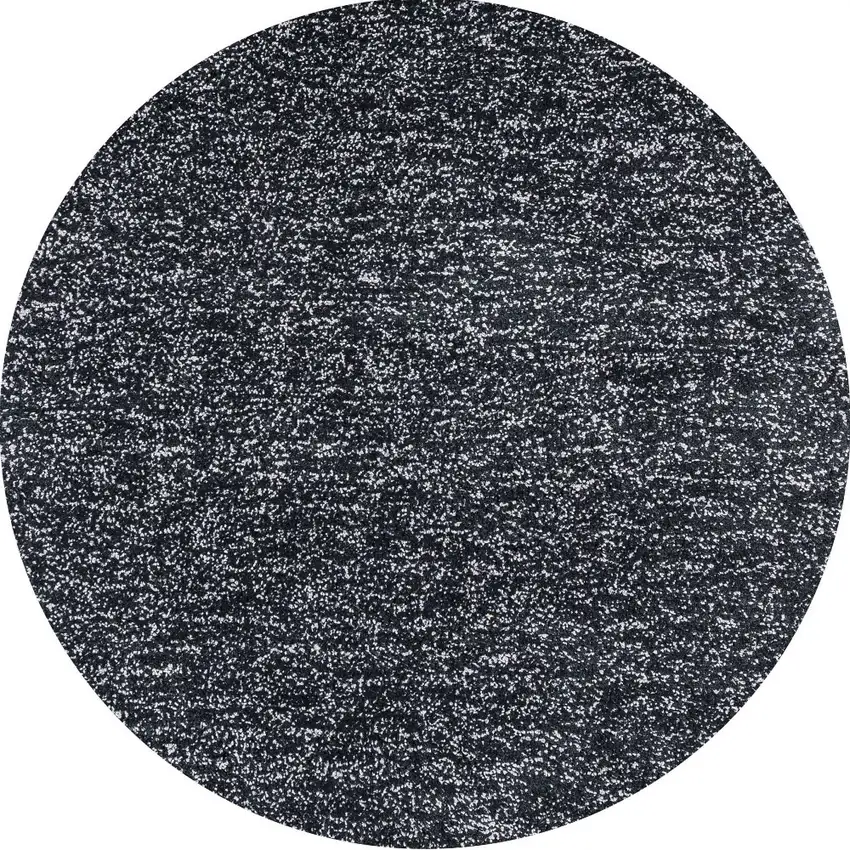 Round Black Heather Plain Indoor Area Rug Photo 4