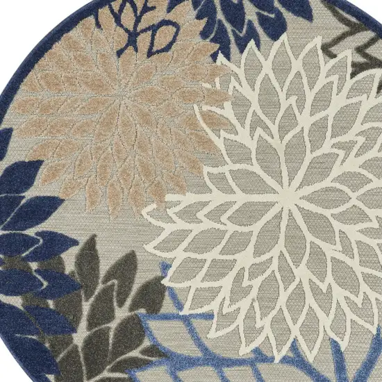 5' Blue And Gray Round Indoor Outdoor Area Rug Photo 8