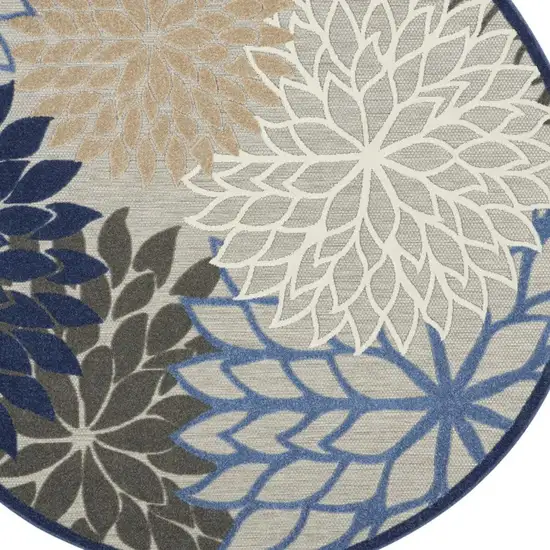 8' Blue And Gray Round Indoor Outdoor Area Rug Photo 7