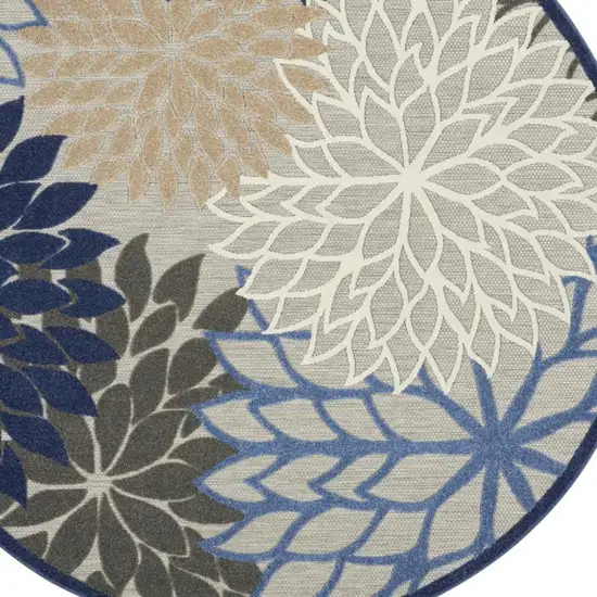 8' Blue And Gray Round Indoor Outdoor Area Rug Photo 3