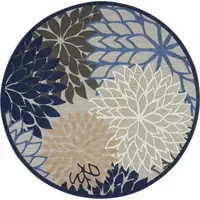 Photo of Round Blue Large Floral Indoor Outdoor Area Rug