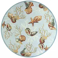 Photo of Round Blue Shells and Corals Indoor Area Rug