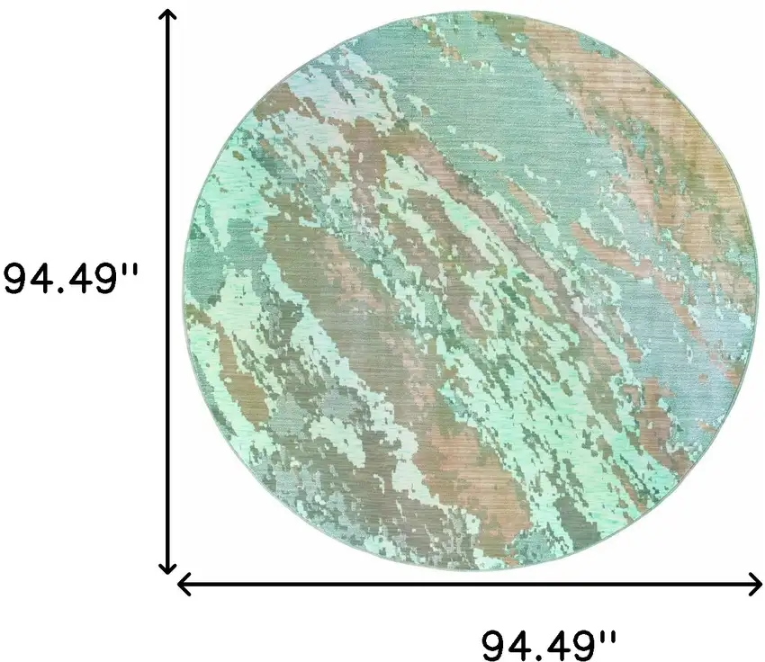 Round Blue and Gray Abstract Impasto Area Rug Photo 4