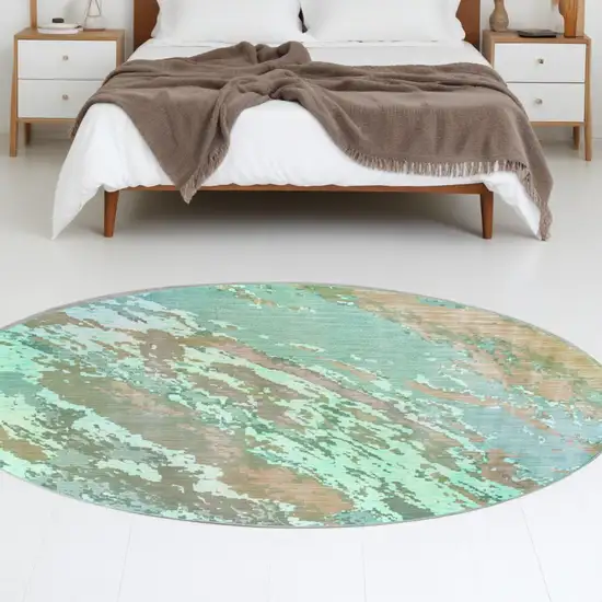Blue And Gray Abstract Impasto Area Rug Photo 1