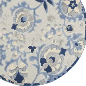 Photo of Round Blue and Gray Indoor Outdoor Area Rug