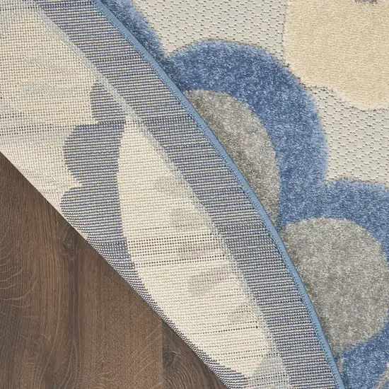 5' Blue And Gray Round Indoor Outdoor Area Rug Photo 9
