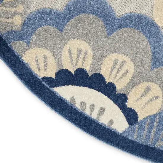 5' Blue And Gray Round Indoor Outdoor Area Rug Photo 8