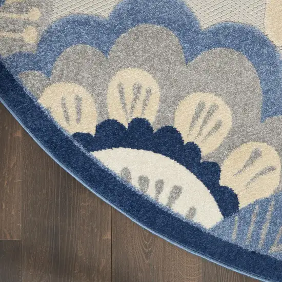 8' Blue And Gray Round Indoor Outdoor Area Rug Photo 9