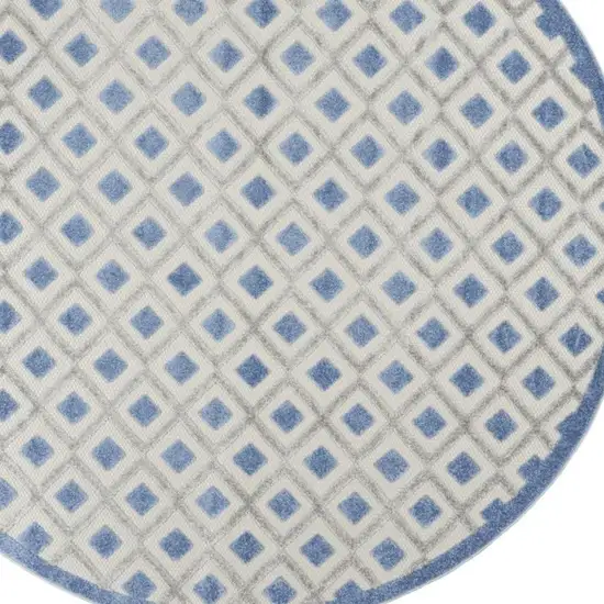 8' Blue And Gray Round Indoor Outdoor Area Rug Photo 4
