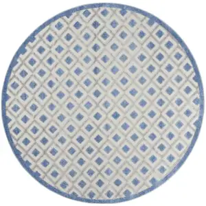 Photo of Round Blue and Gray Indoor Outdoor Area Rug
