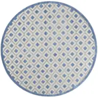 Photo of Round Blue and Gray Indoor Outdoor Area Rug