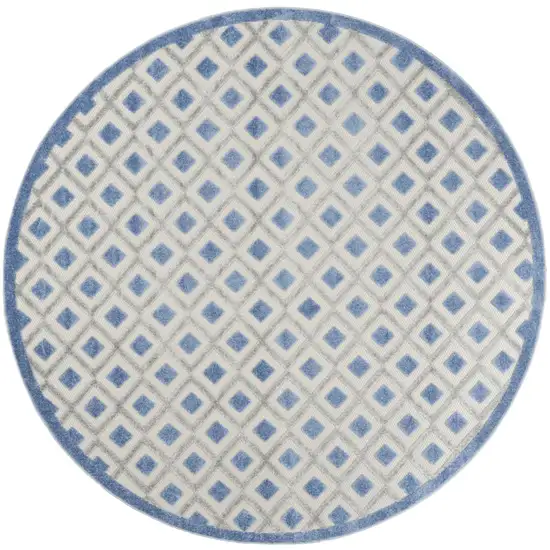 8' Blue And Gray Round Indoor Outdoor Area Rug Photo 3