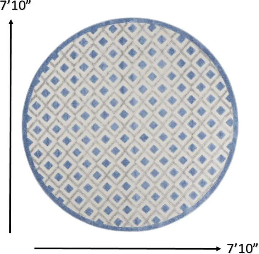 Round Blue and Gray Indoor Outdoor Area Rug Photo 4