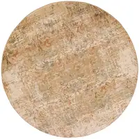 Photo of Round Champagne Abstract Indoor Area Rug