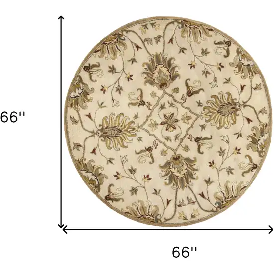 Champagne Floral Vine Wool Indoor Area Rug Photo 9