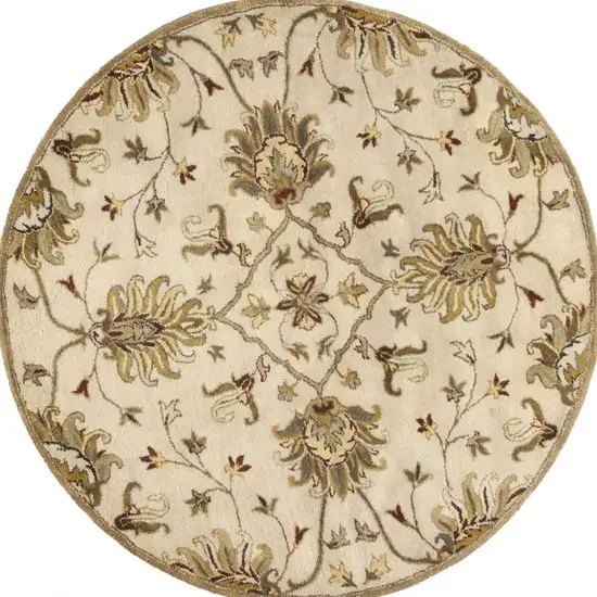 Champagne Floral Vine Wool Indoor Area Rug Photo 6