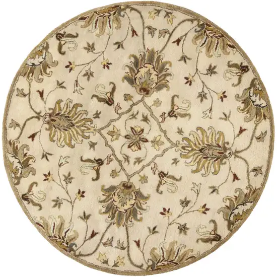 Champagne Floral Vine Wool Indoor Area Rug Photo 7