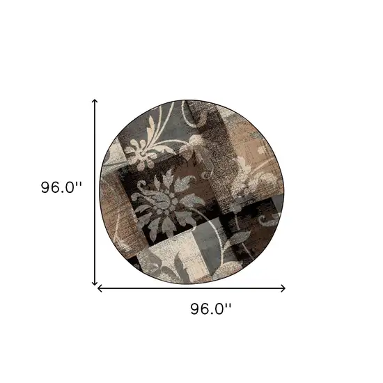 Round Floral Power Loom Distressed Stain Resistant Area Rug Photo 8