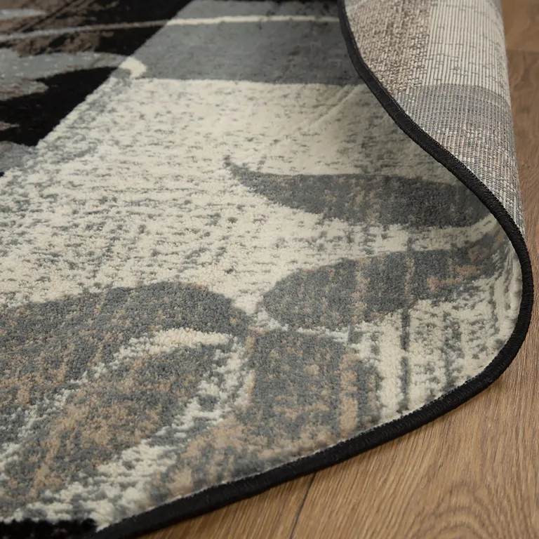 Round Floral Power Loom Distressed Stain Resistant Area Rug Photo 3