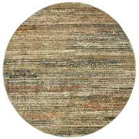 Photo of Round Gold and Green Abstract Area Rug