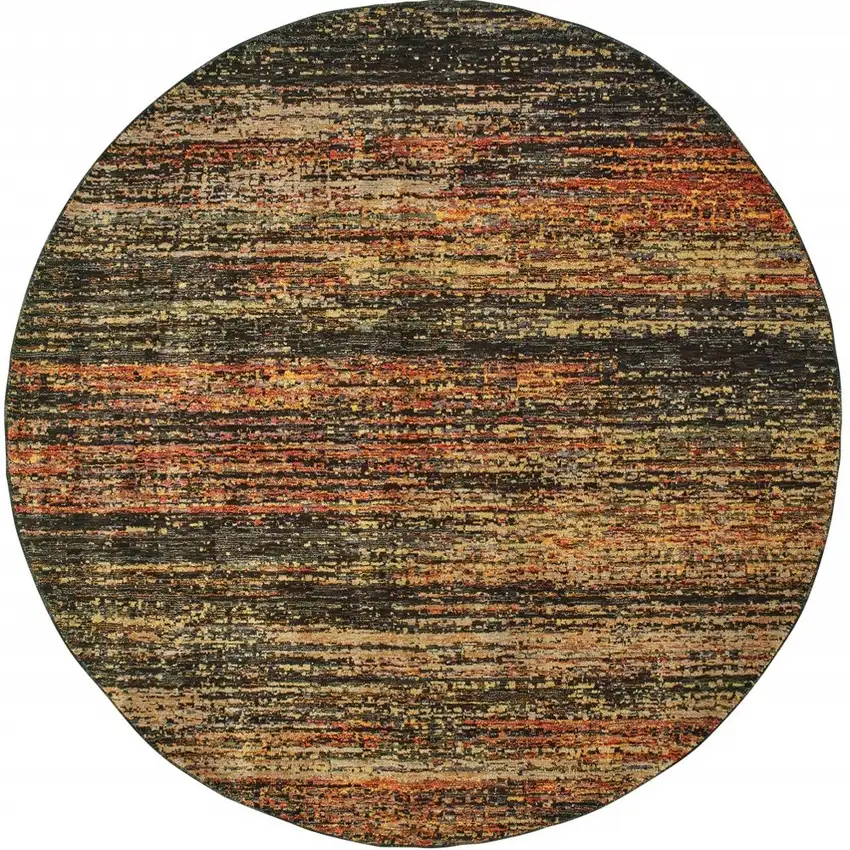 Round Gold and Slate Abstract Area Rug Photo 4