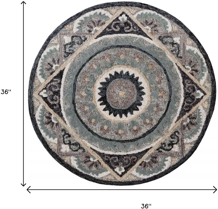 Gray Geometric Medallion Area Rug Photo 9