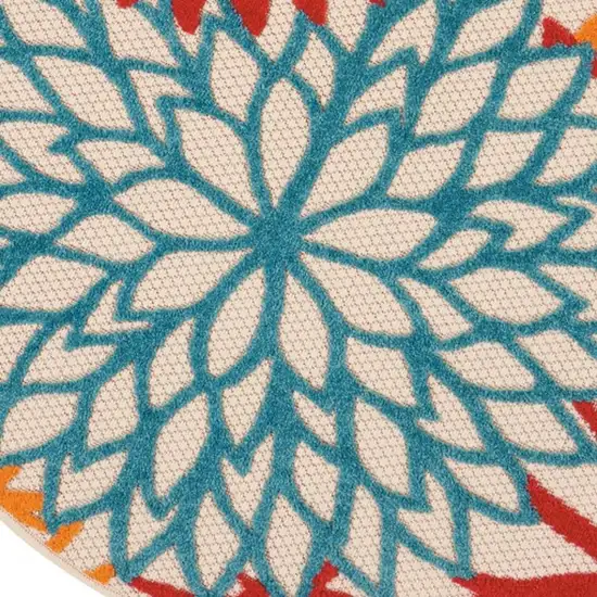 Round Green Floral Indoor Outdoor Area Rug Photo 9