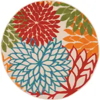 Photo of Round Green Floral Indoor Outdoor Area Rug