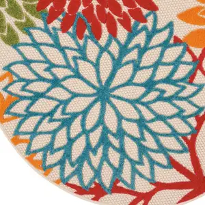 Photo of Round Green Floral Indoor Outdoor Area Rug