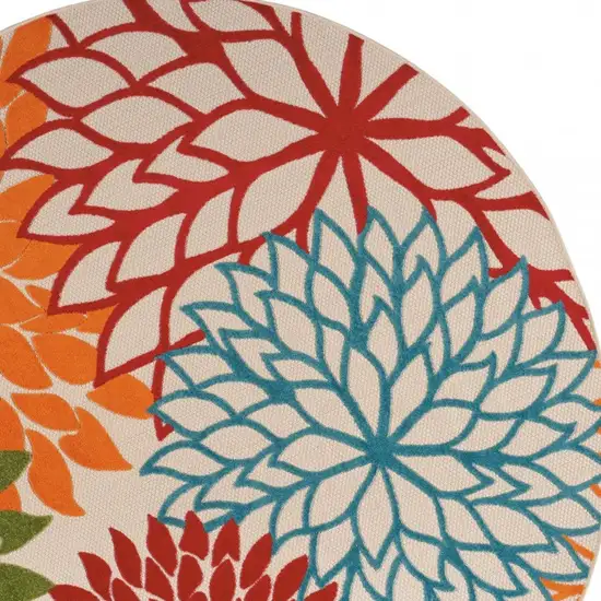 Round Green Floral Indoor Outdoor Area Rug Photo 10