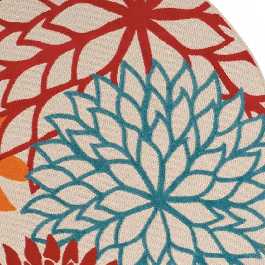 Round Green Floral Indoor Outdoor Area Rug Photo 9