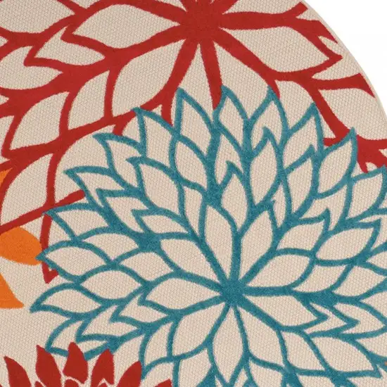 Round Green Floral Indoor Outdoor Area Rug Photo 9