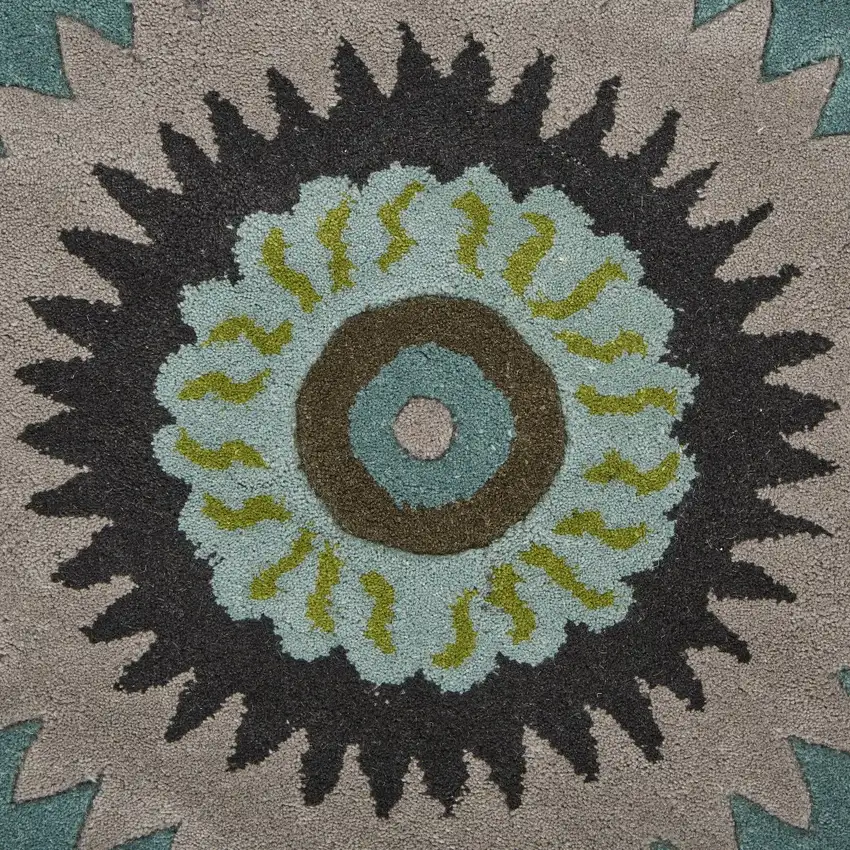 Round Green Peacock Feather Area Rug Photo 2