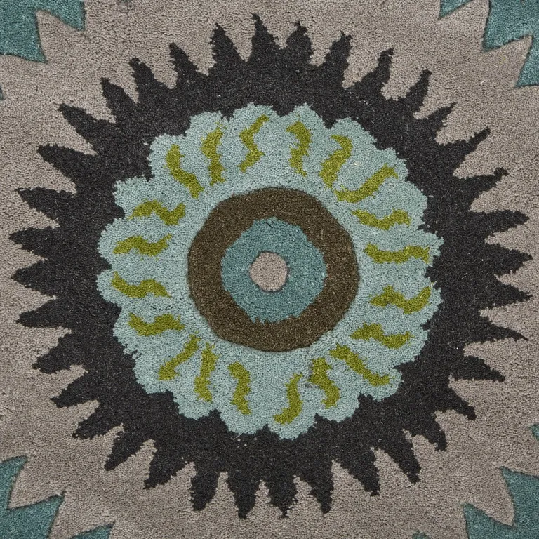 Round Green Peacock Feather Area Rug Photo 2