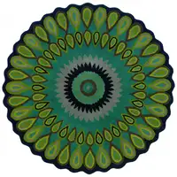 Photo of Round Green Peacock Feather Area Rug