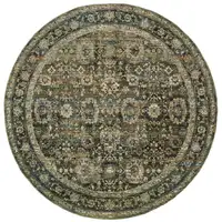 Photo of Round Green and Brown Floral Area Rug