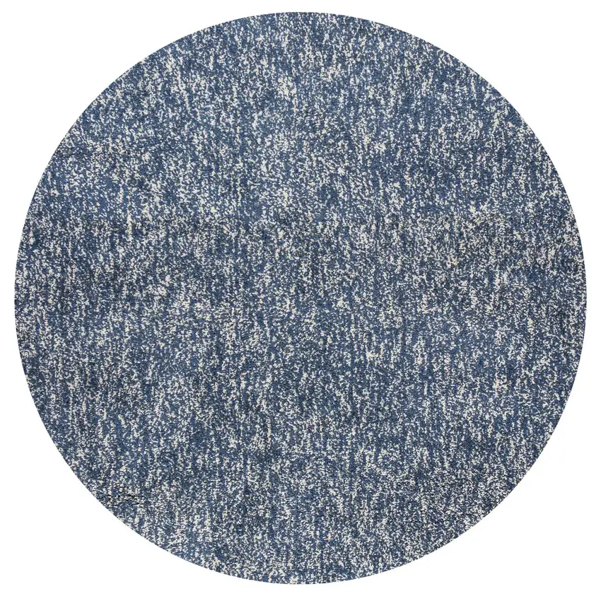 Round Indigo or Ivory Heather Plain Indoor Area Rug Photo 2