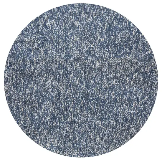 Round Indigo or Ivory Heather Plain Indoor Area Rug Photo 2
