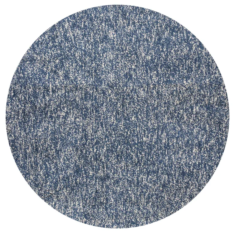 Round Indigo or Ivory Heather Plain Indoor Area Rug Photo 2