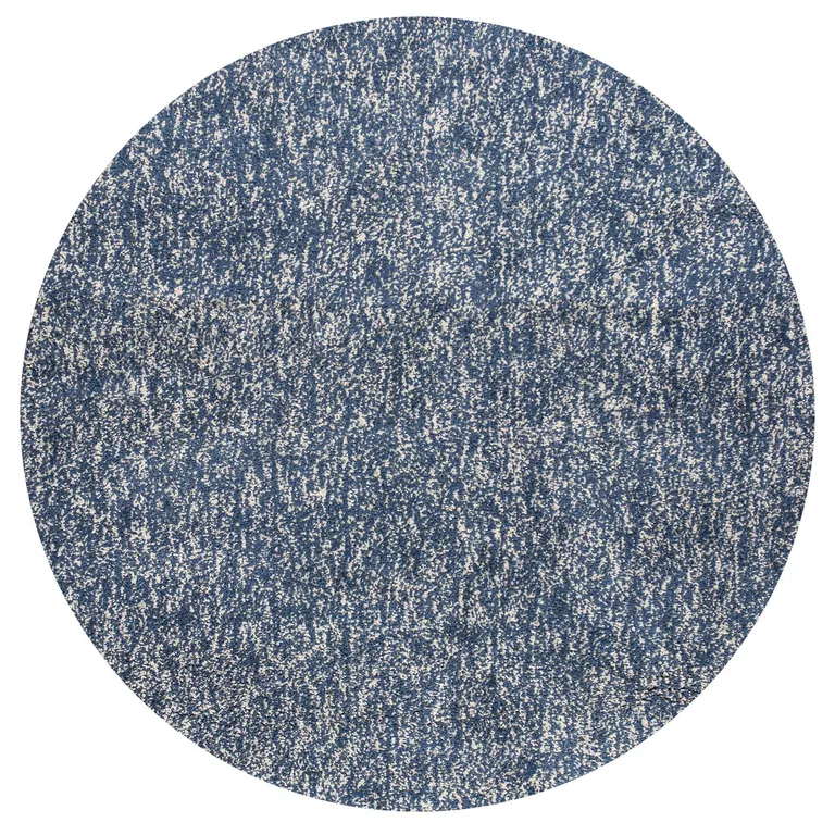 Round Indigo or Ivory Heather Plain Indoor Area Rug Photo 1