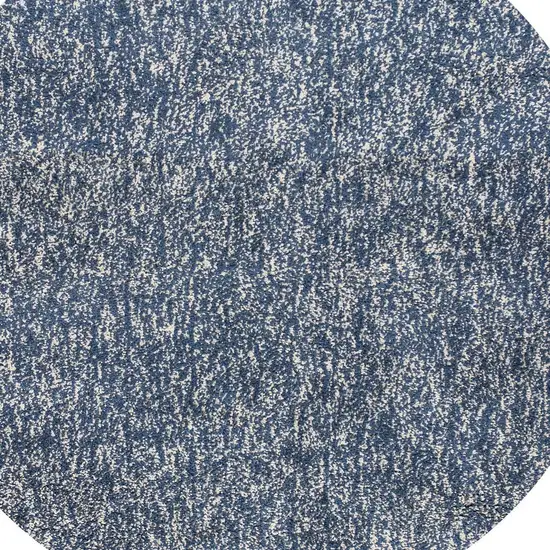 Round Indigo or Ivory Heather Plain Indoor Area Rug Photo 4