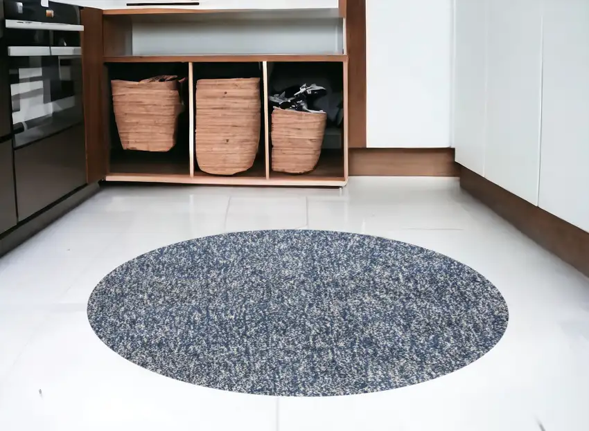 Indigo Or Ivory Heather Plain Indoor Area Rug Photo 1