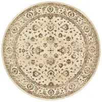 Photo of Round Ivory and Gold Distressed Indoor Area Rug