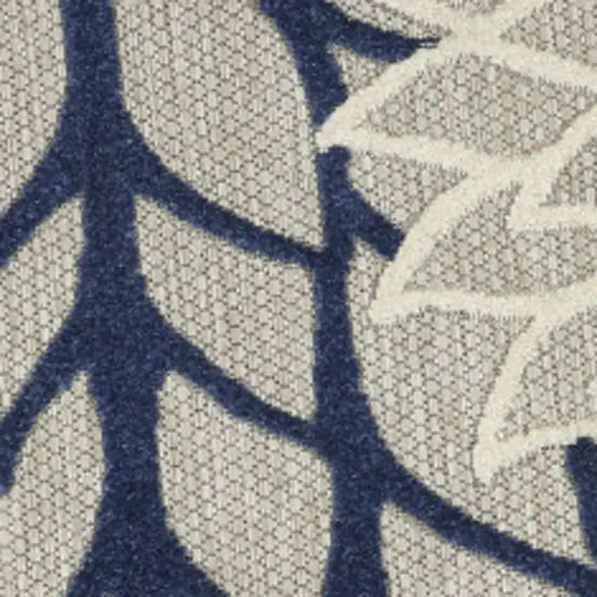5' Ivory And Blue Round Indoor Outdoor Area Rug Photo 9