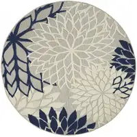 Photo of Round Ivory and Navy Indoor Outdoor Area Rug