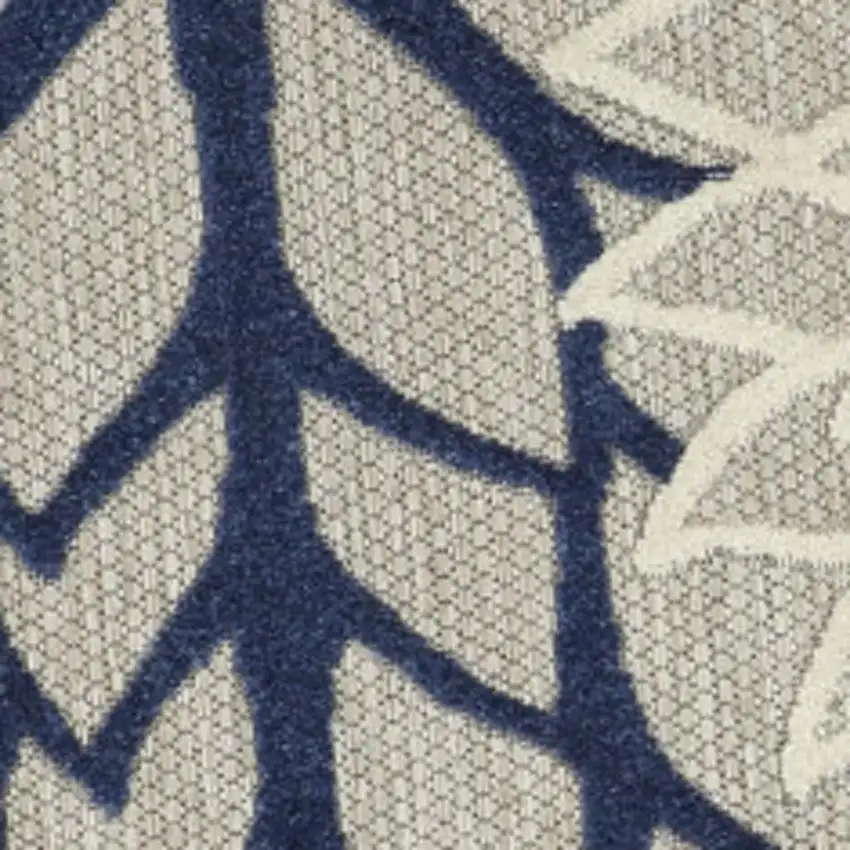 5' Ivory And Blue Round Indoor Outdoor Area Rug Photo 4