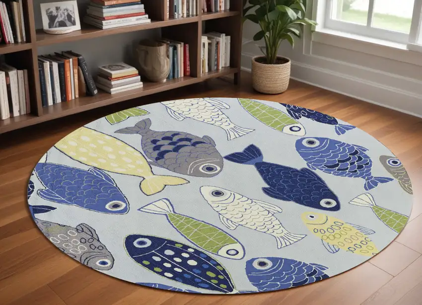 Light Blue School Of Fish Indoor Area Rug Photo 1