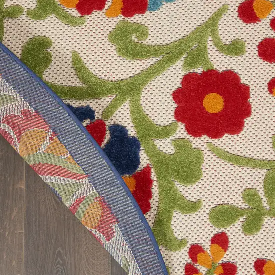 8' Green And Ivory Round Indoor Outdoor Area Rug Photo 9