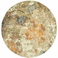 Photo of Round Modern Abstract Gold and Beige Indoor Area Rug
